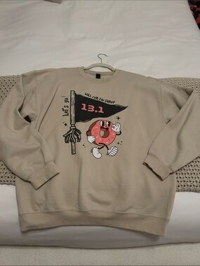 Women’s Beige 'Will Run for Donut' Graphic heavy weight Sweatshirt